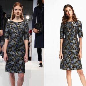 Brooks Brothers 2017 floral jacquard metallic mid length dress